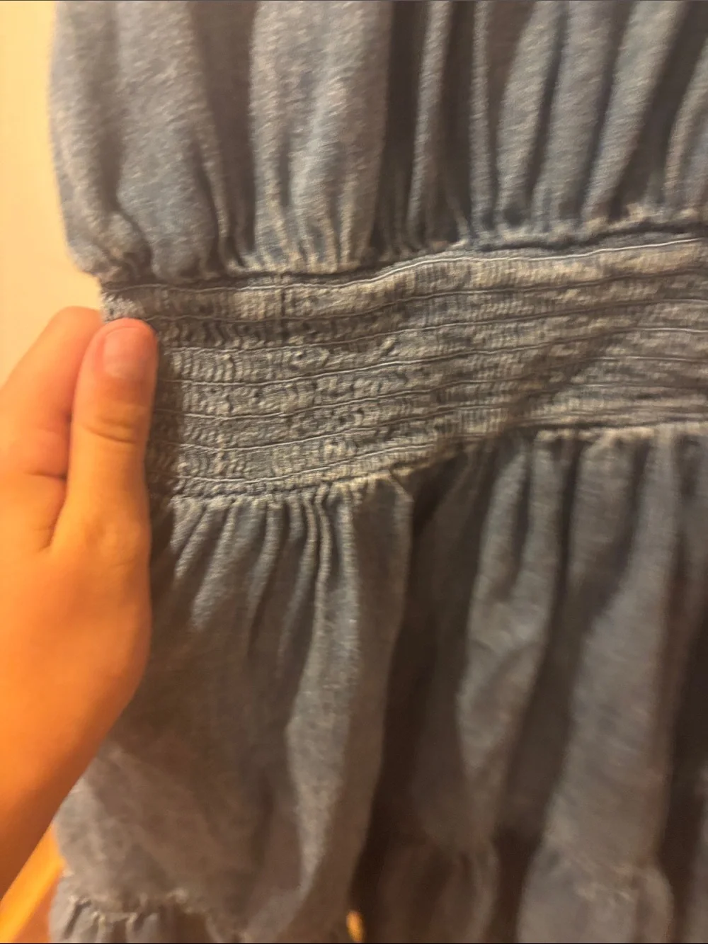 GAP Kids Blue Off-Shoulder/ on shoulder Denim Dress with Elastic Neckline